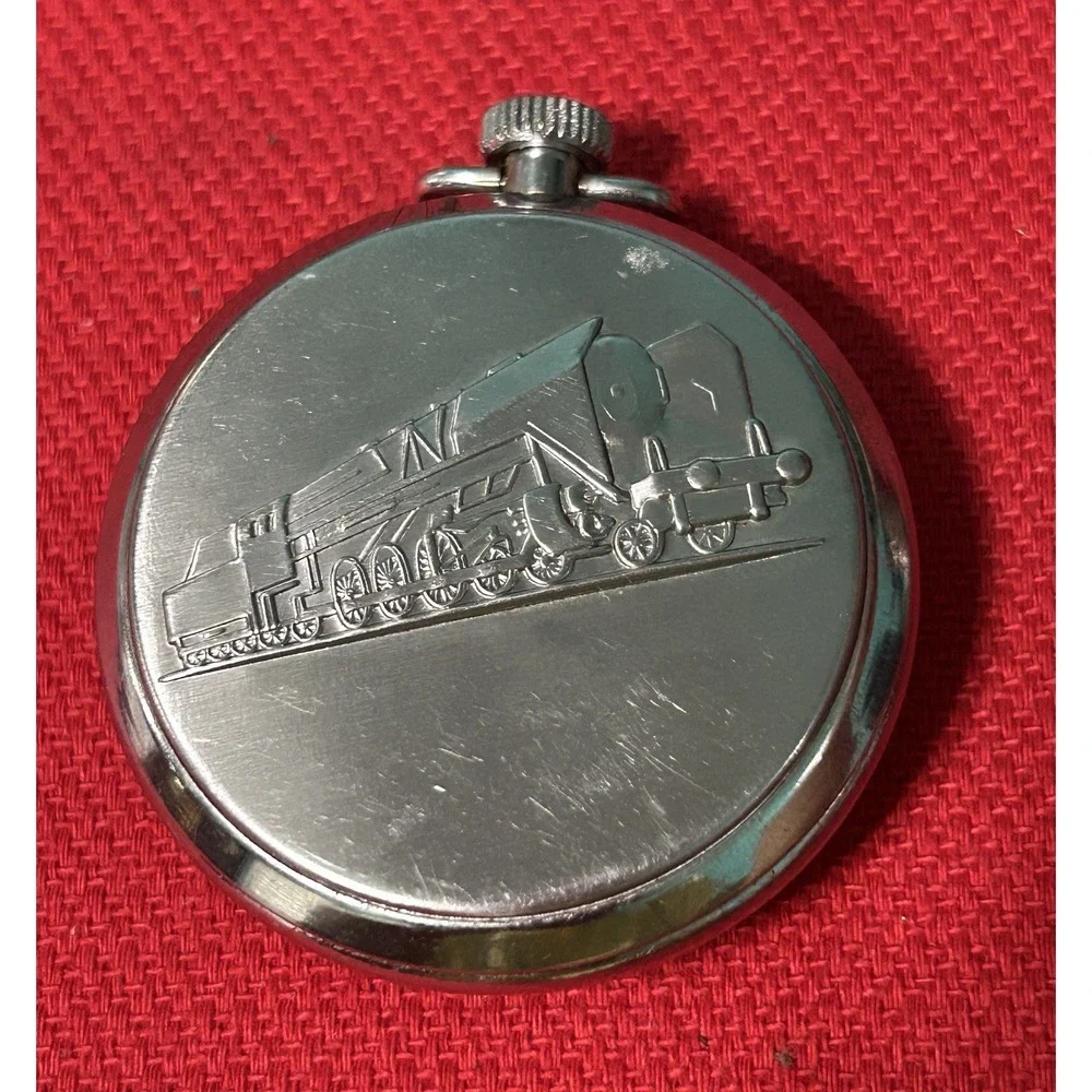 Vintage Satellite Train Railroad Mechanical Wind Up Pocket Watch Read